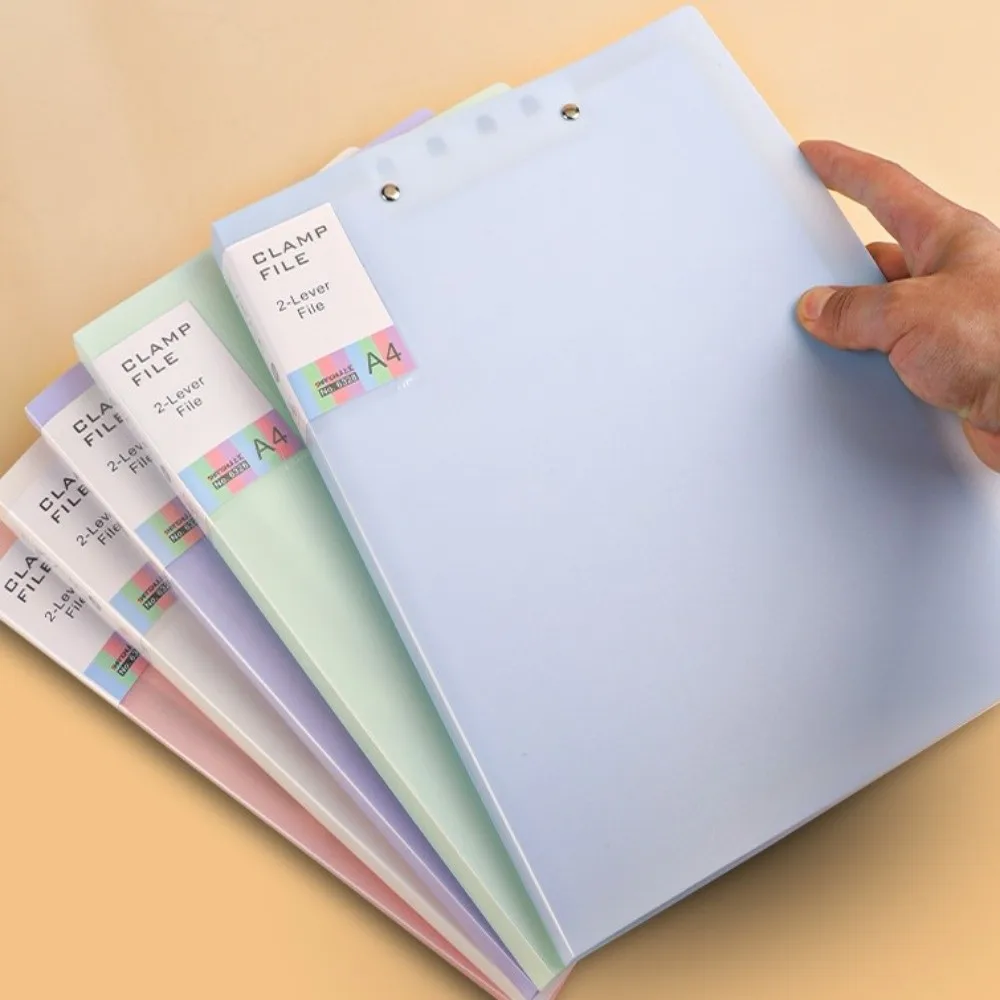 

Portable Transparent File Folders Single Clip Thickened A4 Folder Electroplated Small Fresh Style Office Supplies Student Use