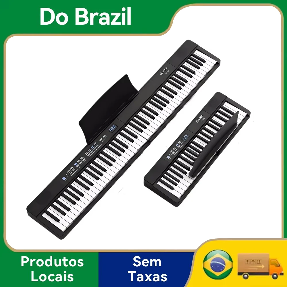 Teclado musical, piano dobrável de 88 teclas, sintetizador profissional, órgão eletrônico digital MIDI dobrável para adultos