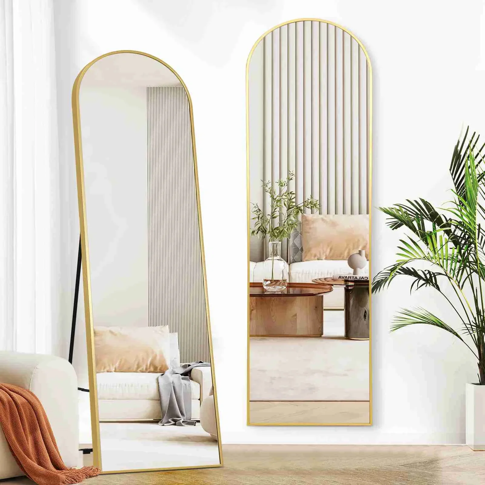 

Arched Full Length Mirror 59x16in Aluminum Frame Full Body Mirror for Bedroom Dressing Room