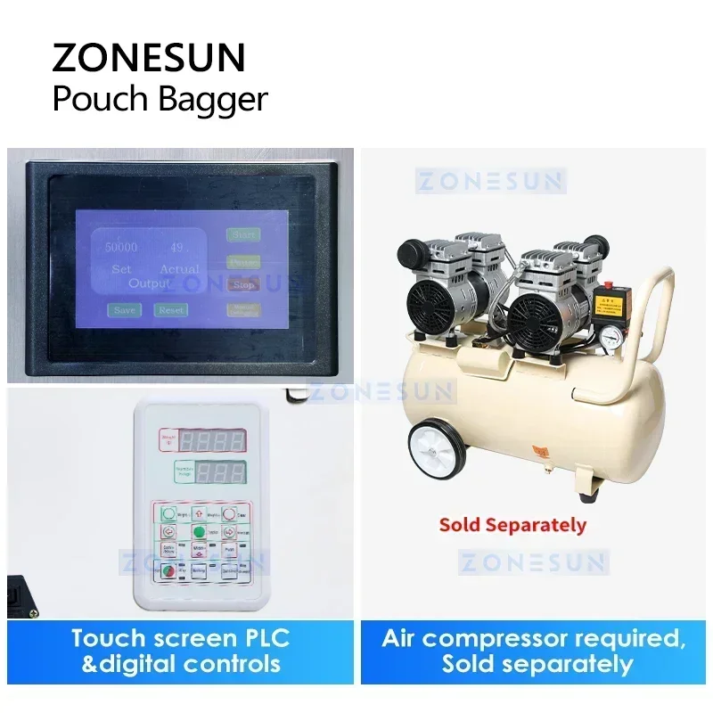 ZONESUN 自動垂直フォームフィルシール機パウチバッグ充填シール VFFS 包装機ガセットバッグパッキング ZS-FSK1000