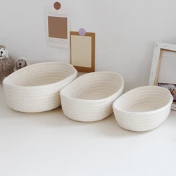 1PC Storage Basket Toys Cosmetics Office Stationery Storage Box Hand Woven Cotton Thread Storage Basket Boat Shaped Basket