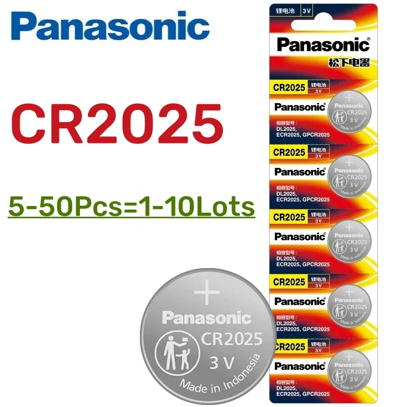 5-50pcs Original PANASONIC CR2025 CR 2025 3V Lithium Battery For Watch Calculator Clock Remote Control Toys Button Coins Cell