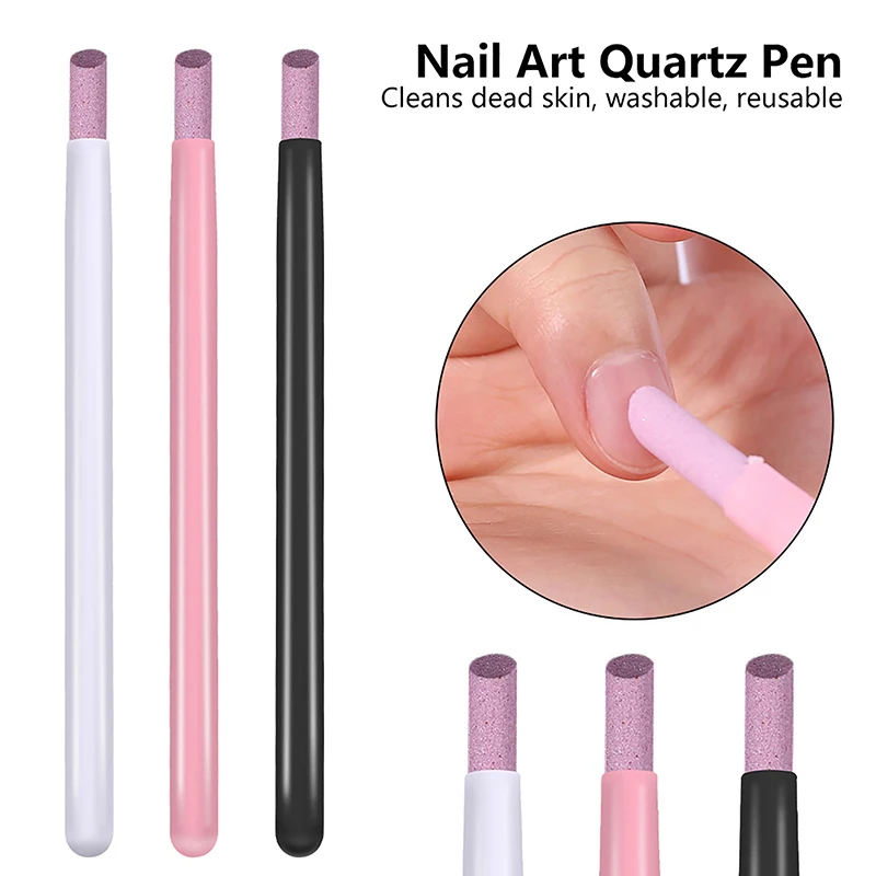 Washable Quartz Stone Nail Polishing Pen Bevel Design Exfoliating Cuticle Pusher Manicure Grinding Rod Dead Skin Remover Tool