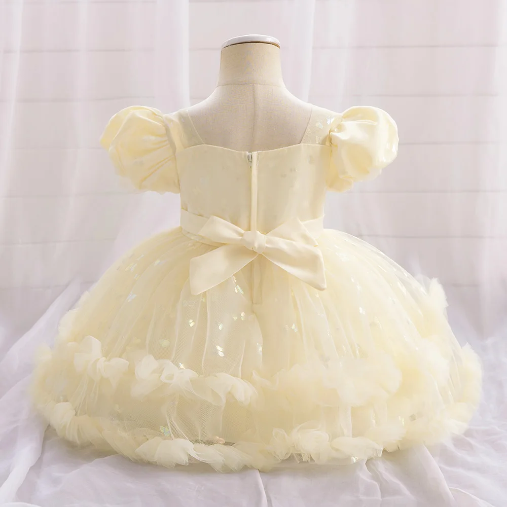 Baby Girl 1st Birthday Party Baptism Dresses Flower Girls Wedding Bridesmaid Layered Dress Toddler Kids Fluffy Summer Casual Wea