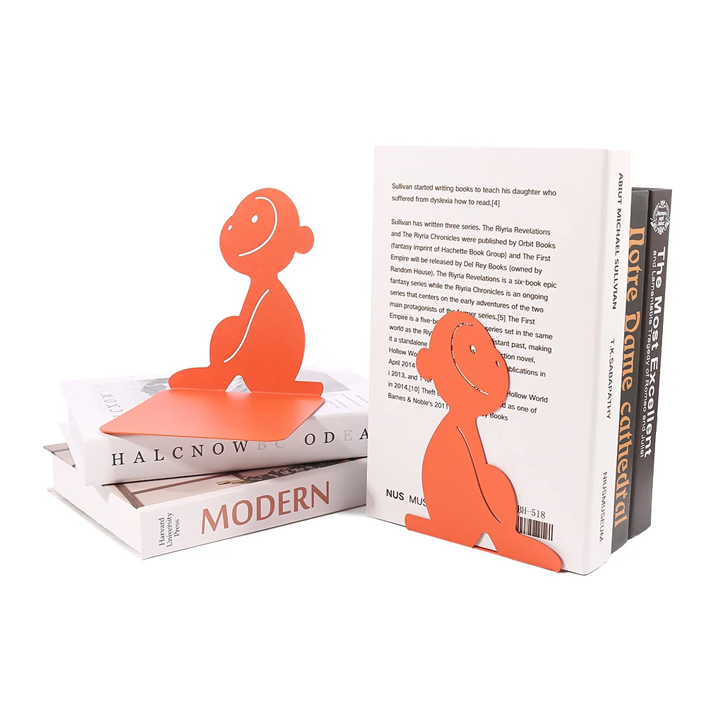 Orange Monkey Book Ends Heavy Book Iron Bookends Organizer Book Stand Shelf Book rack Stand Iron Home Desk Stationery