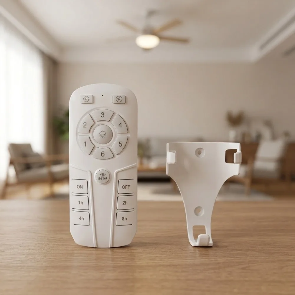 6 Speeds Remote Control Switch Wireless Fan Switch White Ceiling Fan Remote Ergonomic Curved Design 16 Responsive Buttons
