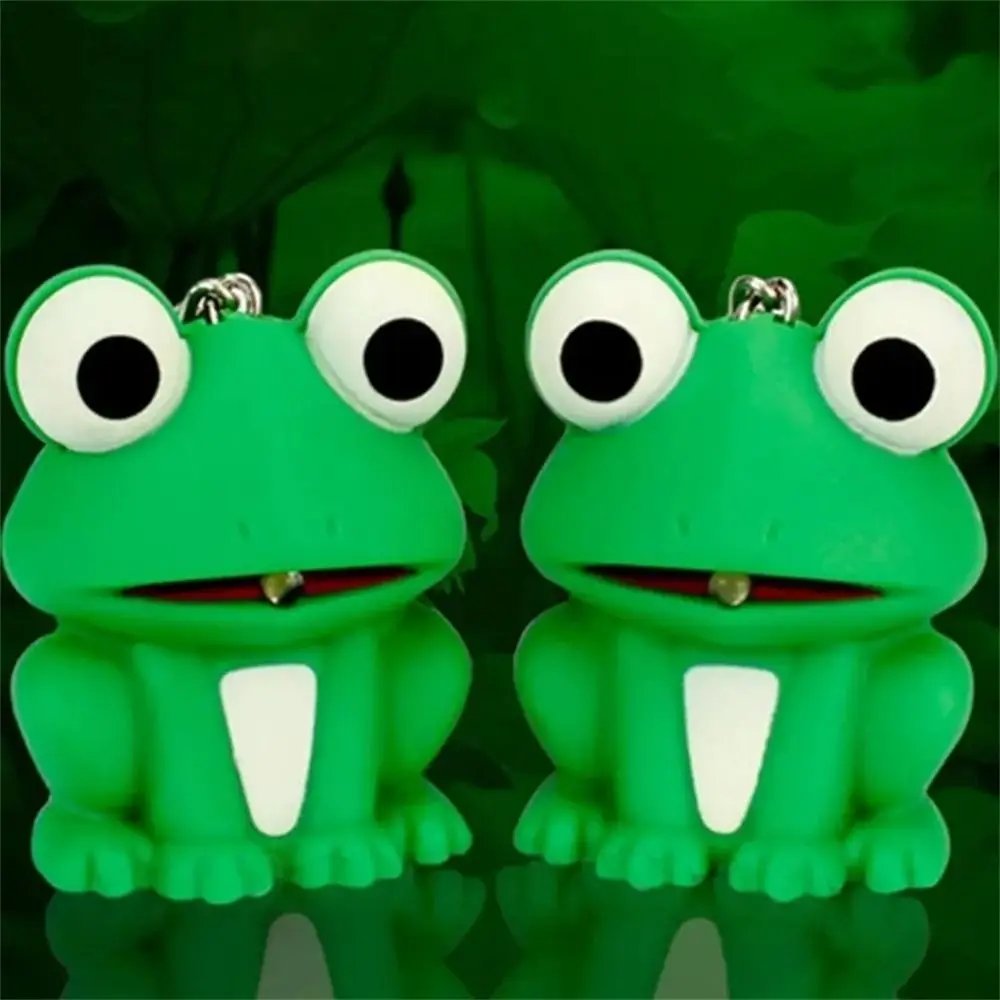 Lovely Animal Light Sound Keychains LED Light Cartoon Animal Green Frog Key Chains Keyrings Pendant Lighting Keychain Kids Toy