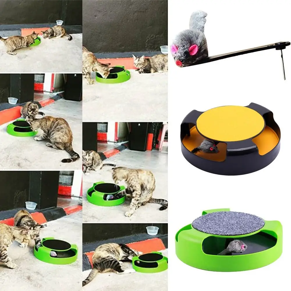 Funny Cat Toys For Indoor Cats Pet Scratching Board Turntable Catch Fake Mouse Plastic Game Cat Scratcher Cat Toy