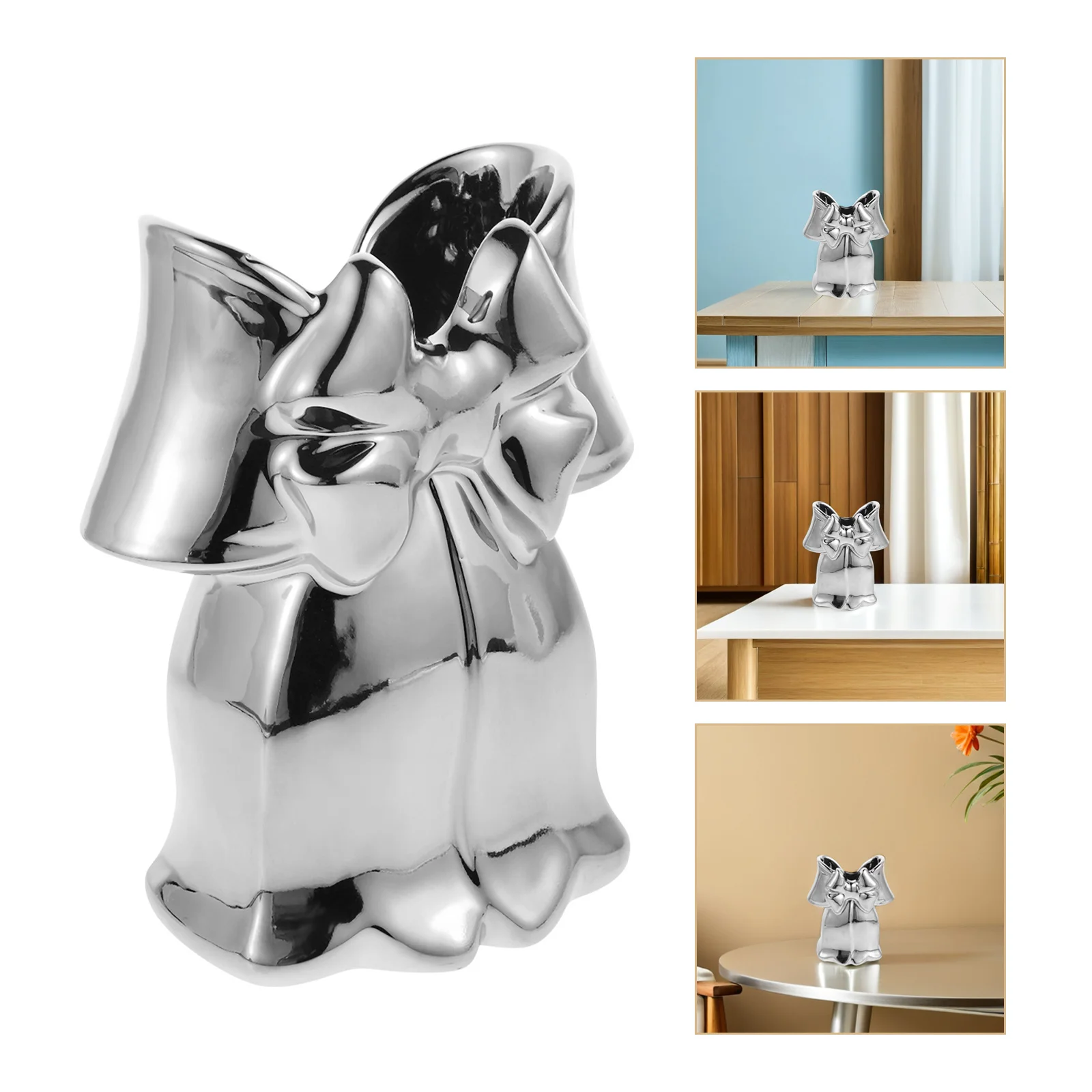 

Ceramic Bowknot Flower Vase Porcelain Plant Container Dried Floral Arrangements Living Room Desktop Table Centerpiece