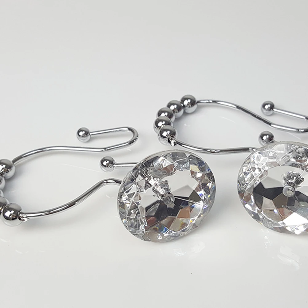 

Steel Rhinestone Shower Curtain Hook Modern Hooks Round Rustproof Rings Curtains