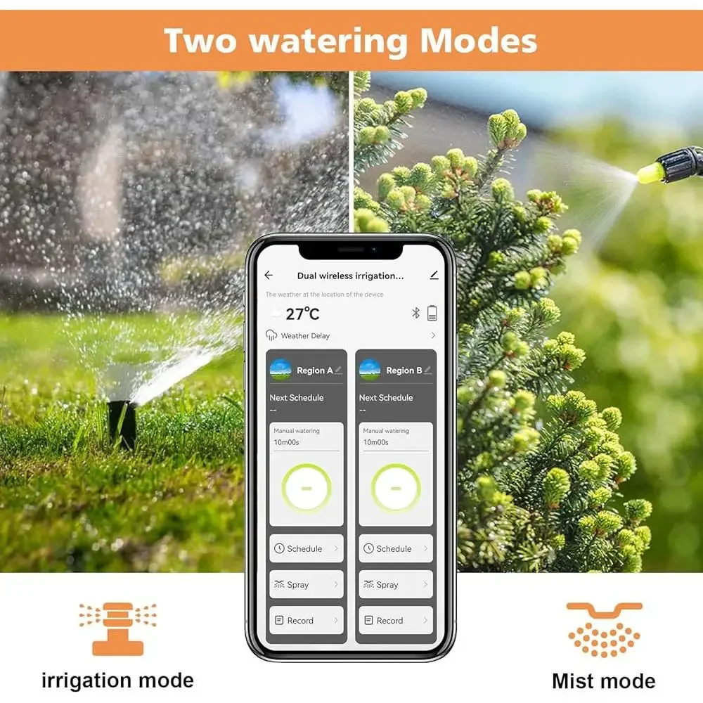Smart WiFi Tubo da giardino Timer per acqua Controller per irrigatore a 2 zone con ritardo pioggia APP Sistema di irrigazione espandibile con telecomando