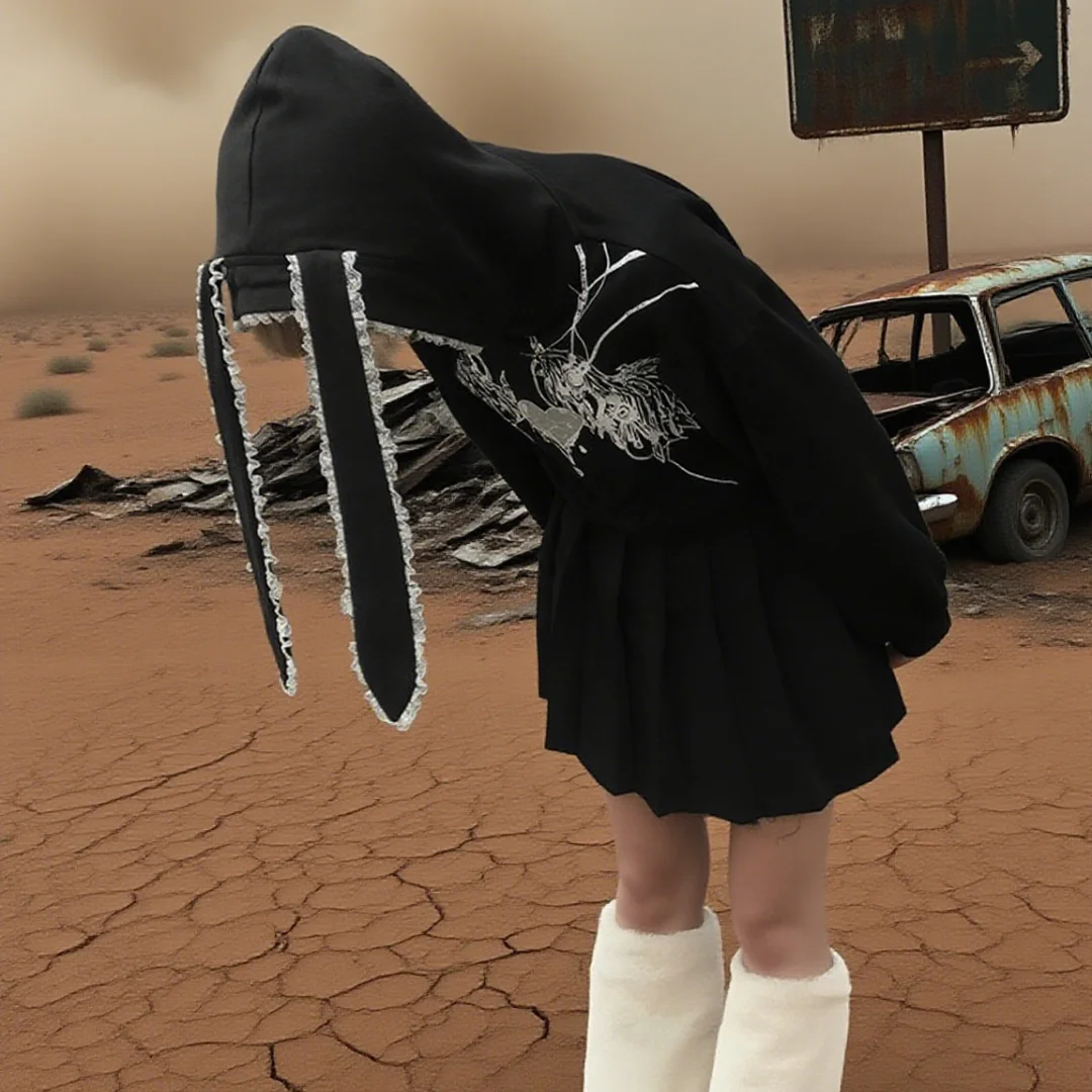 2025 Autumn Street Fashion Letter Inlaid Diamond Pattern Zipper Gothic Y2K Clothing Hoodie Women's Fashion Trend Oversized Casua