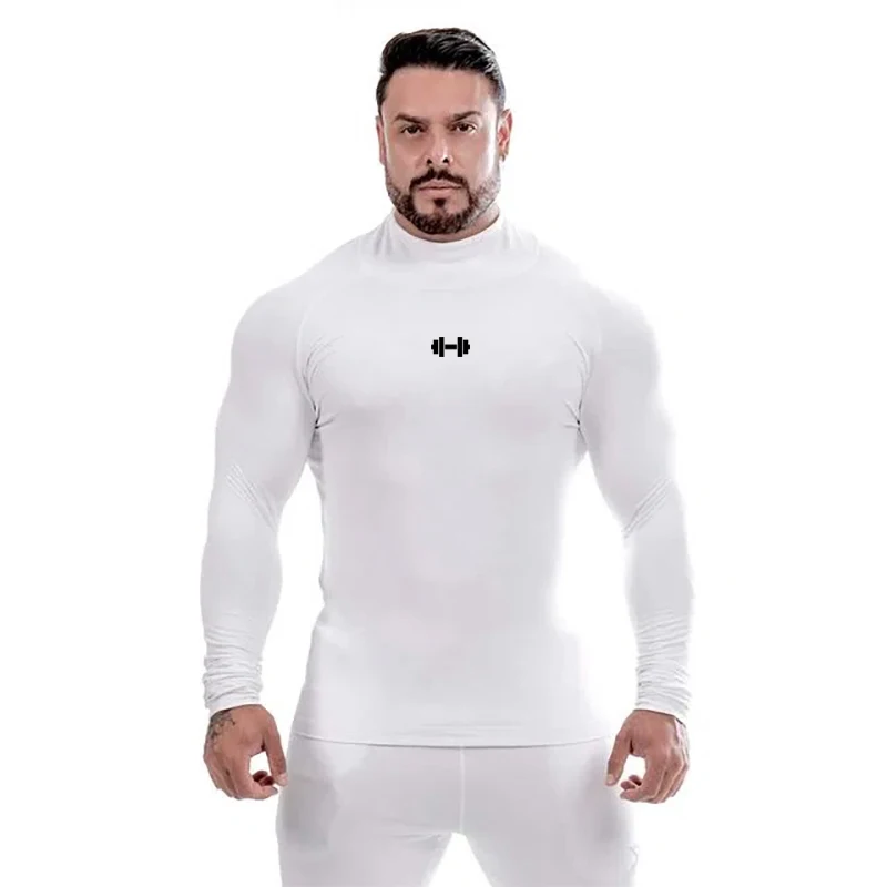 

Men's Running Long Sleeve T-shirts Dumbbell Compression Shirts Autumn Fitness Training Jogging Gym Sportswear Quick Dry Rashgard
