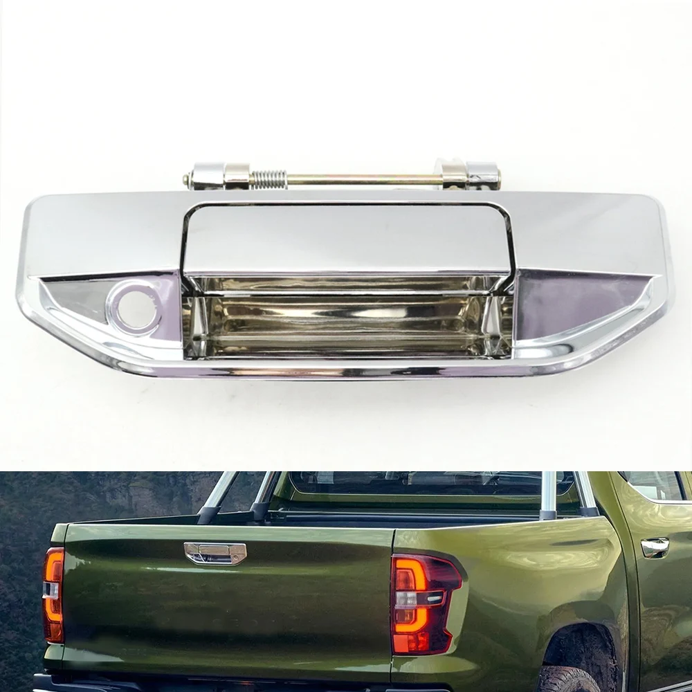 

Pickup Chrome Rear Trunk Cargo Box Door Opener Grab Lid Tailgate Lock Release Handle With Hole For Peugeot Landtrek 2020-2024