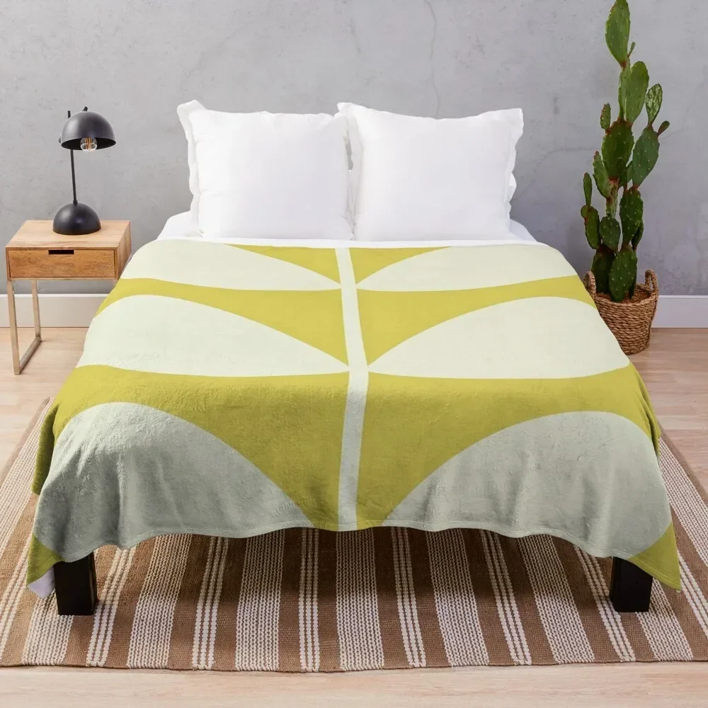 Orla Kiely Multi Stem Dark Yellow Throw Blanket Sofa Quilt Camping Moving Blankets