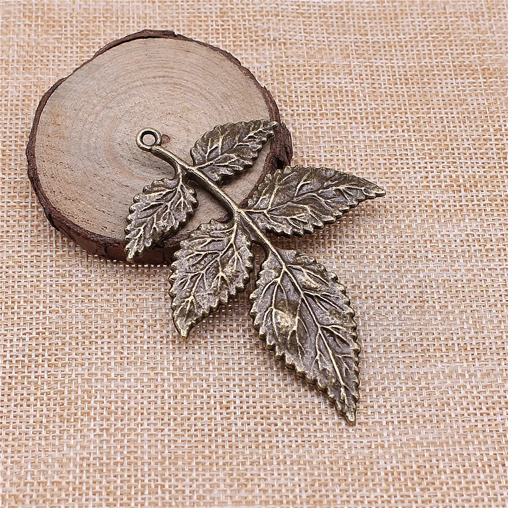 WYSIWYG 1pcs 79x56mm Vintage Leaf Branch Pendants Charm Jewelry Making 2 Colors Branch Pendants Charm Big Branch