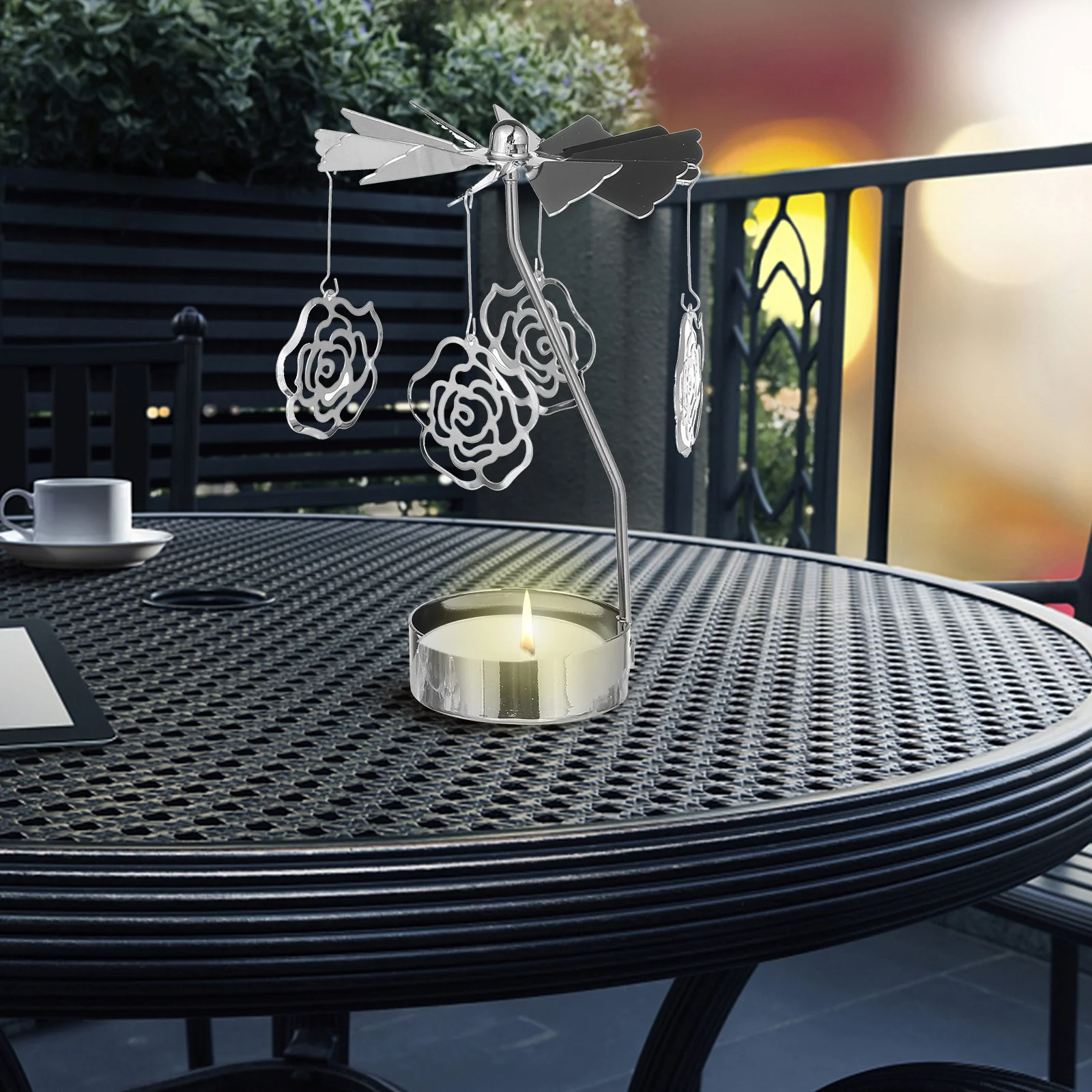 

2Pcs Metal Rotating Holders Elegant Pendant Design Romantic Table Decor Wedding Party Decoration Table Holder
