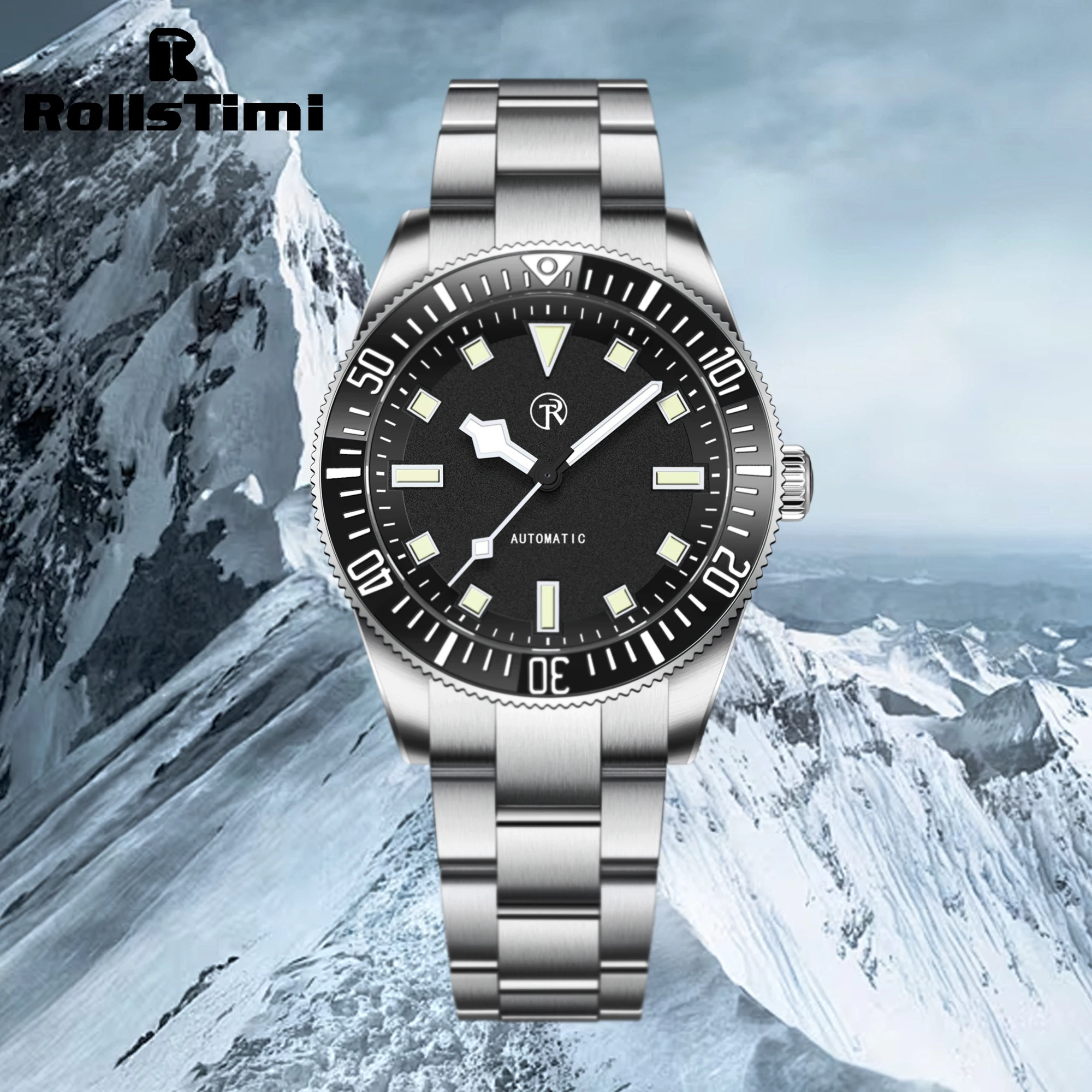 2025 جديد RollsTimi ساعات رجالية فاخرة ساعة أوتوماتيكية للرجال ساعات المعصم الميكانيكية السيراميك الحافة AR الياقوت ساعة مضيئة #1