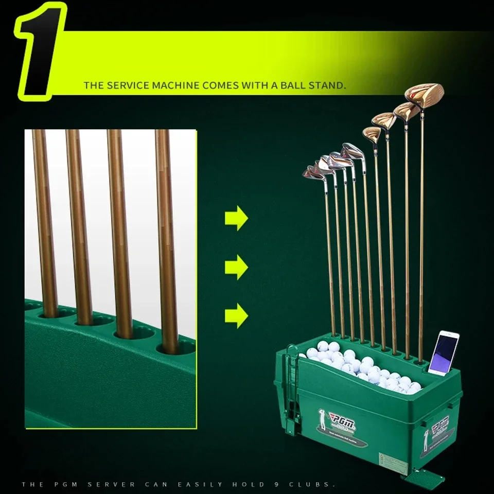 

PGM Multifunctional Golf Ball Automatic Server Pitching Machine Robot Swing Trainer Hold 60-100 Balls And 9 Golf Rods Pole