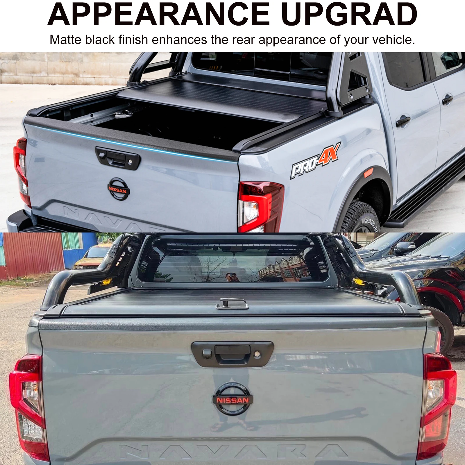 Tailgate Cover Tail Gate Trim For Nissan Navara Frontier NP300 2021- 2025 ABS Rail Guard Cap Protector Car Styling Accessories