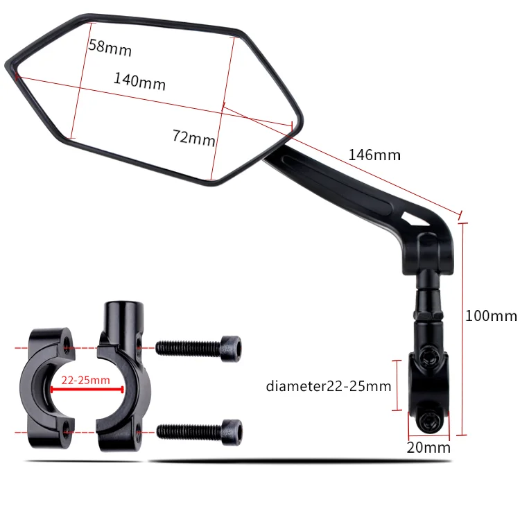 Bike Side Rearview Mirror Convex Glass Cycle Mirror 360 Rotatable Bicycle Mirror For Ebike Road Bike