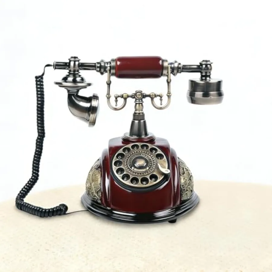Vintage Rotary Dial Telephone, Royal Retro Corded Landline Phone, Antique Style Desk Phone, Luxury Resin Metal Old Fashion Phon