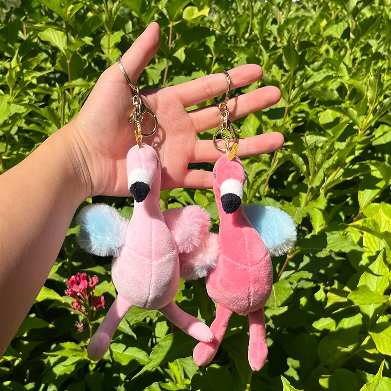 Creative online celebrity cute ins flamingo cotton doll bag pendant Keychain MengMeng plush toy trumpet mini doll