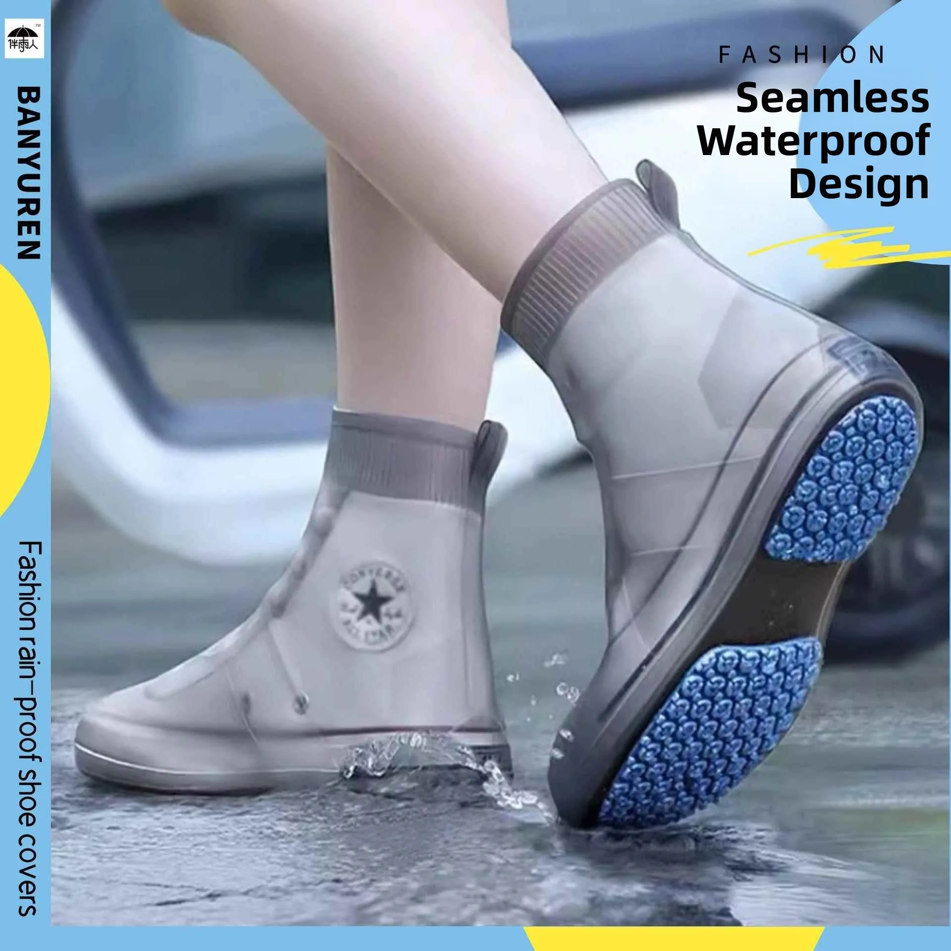 Thickened Silicone Rain Boots Men Women Waterproof Anti-Slip Outdoor Wear for Rainy Days Shoe Covers Durable Shoe Accessories