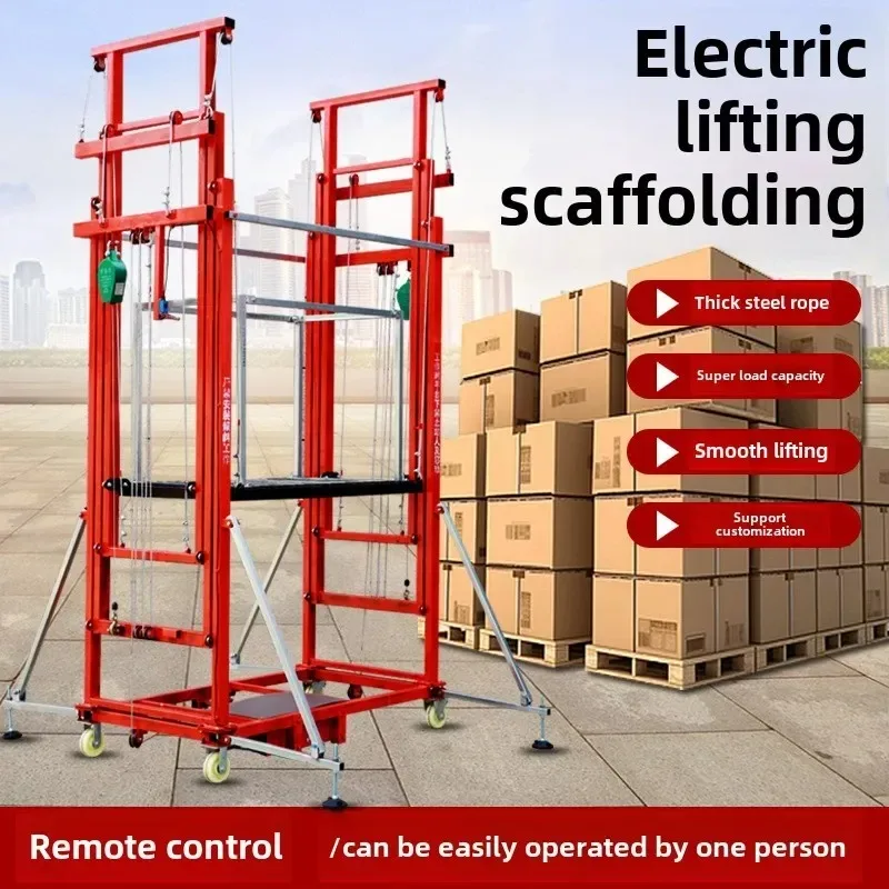 ลิฟท์นั่งร้านแบบพับได้ พกพาสะดวก แท่นยกเคลื่อนที่ รับน้ำหนักมาก ป้องกันการลื่น ปรับระดับได้ เหมาะสำหรับงานซ่อมบำรุงบ้าน