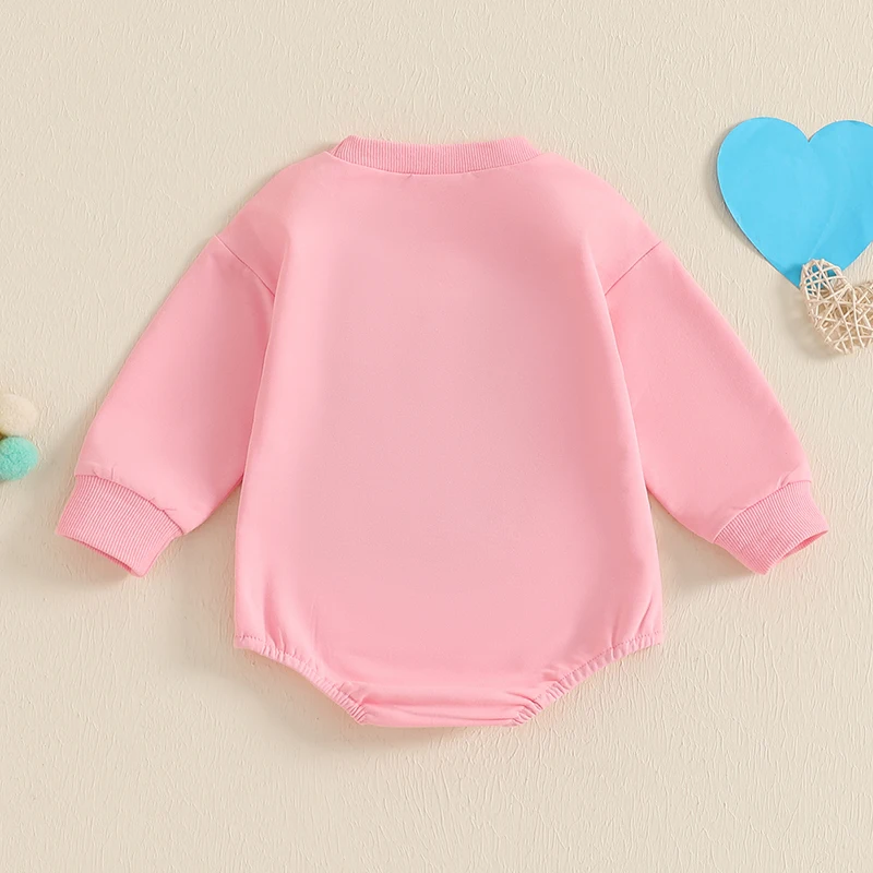 Barboteuse à Manches sulfet Col Rond pour Bébé Fille de 0 à 18 Mois, Sweat-shirt en Peluche avec Lettres 3D Brodées