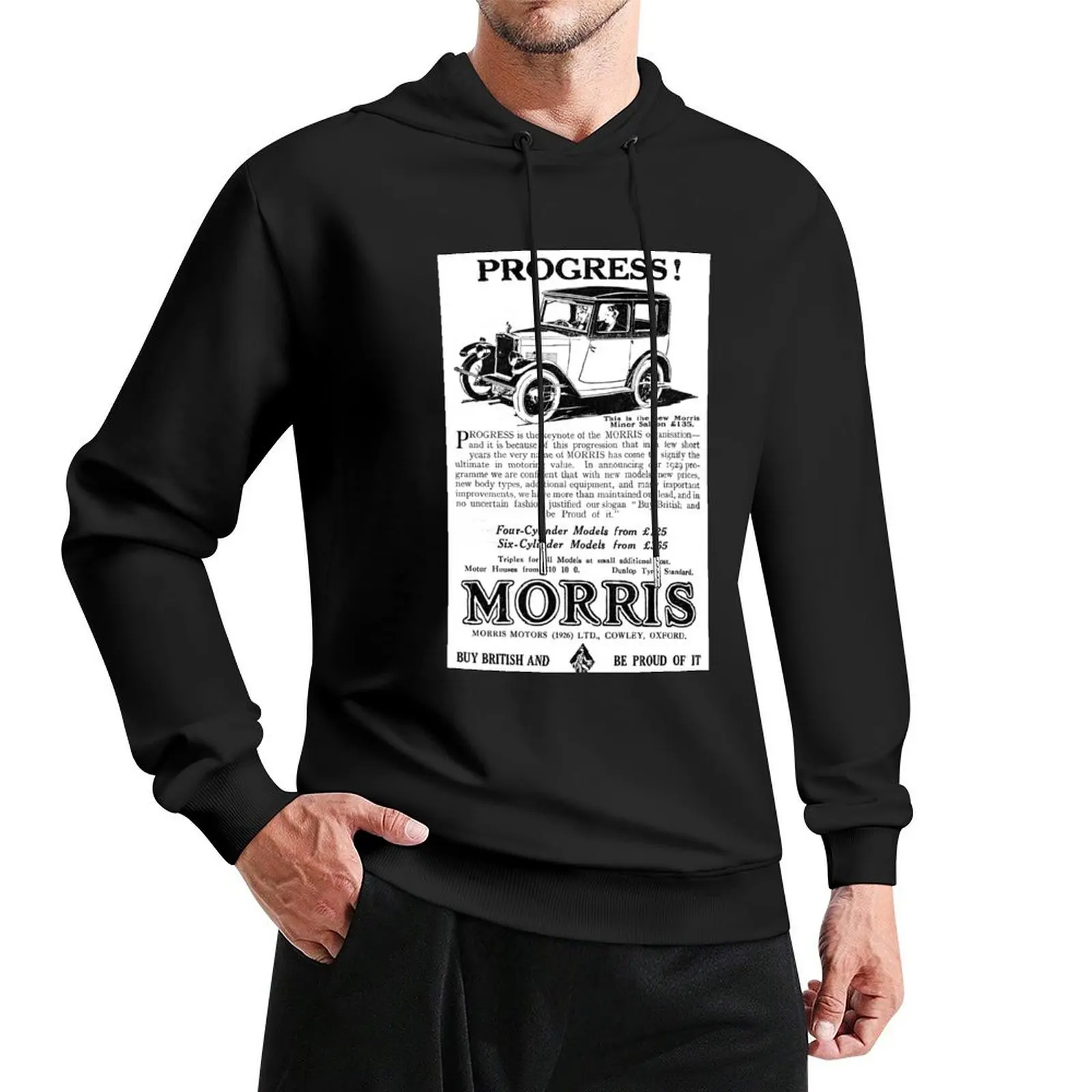 Morris Motors - Morris Minor Saloon - 1929 Vintage Advert Pullover Hoodie fashion men man hoodie