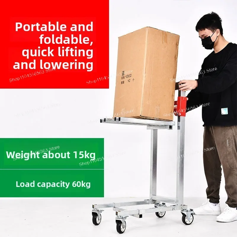 Manual Hydraulic Lift Truck, Lightweight Folding Handling Stacker, Home Use Unloading Lifting Forklift