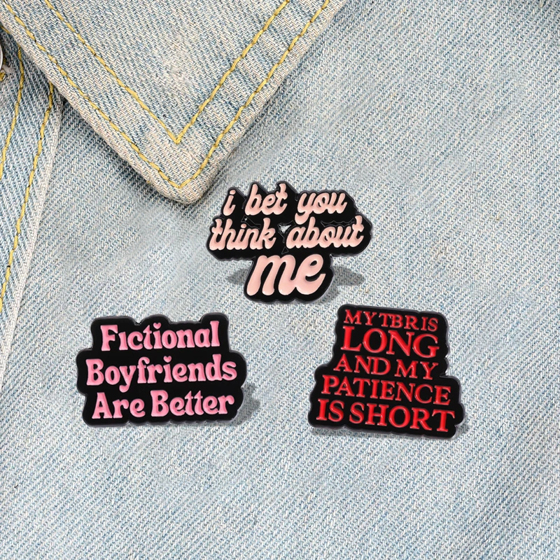 Love Quotes Enamel Pins Custom I Bet You Think About Me Brooches Lapel Badges Funny Jewelry Gift for Kids Friends