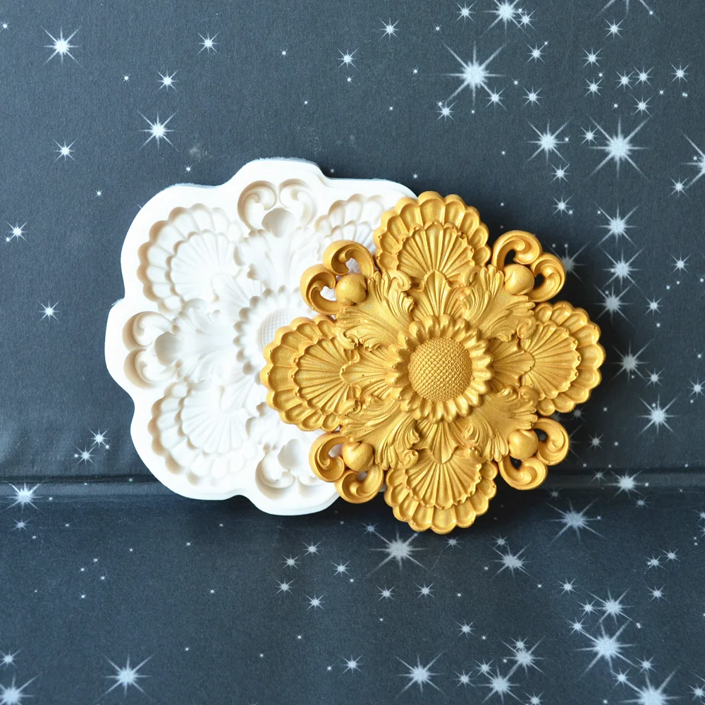 Classical Silicone Mold Relief  Decorating Tool For DIY Baking Party Cake Chocolate Fondant Moulds Lace Baroque Frame Decoration