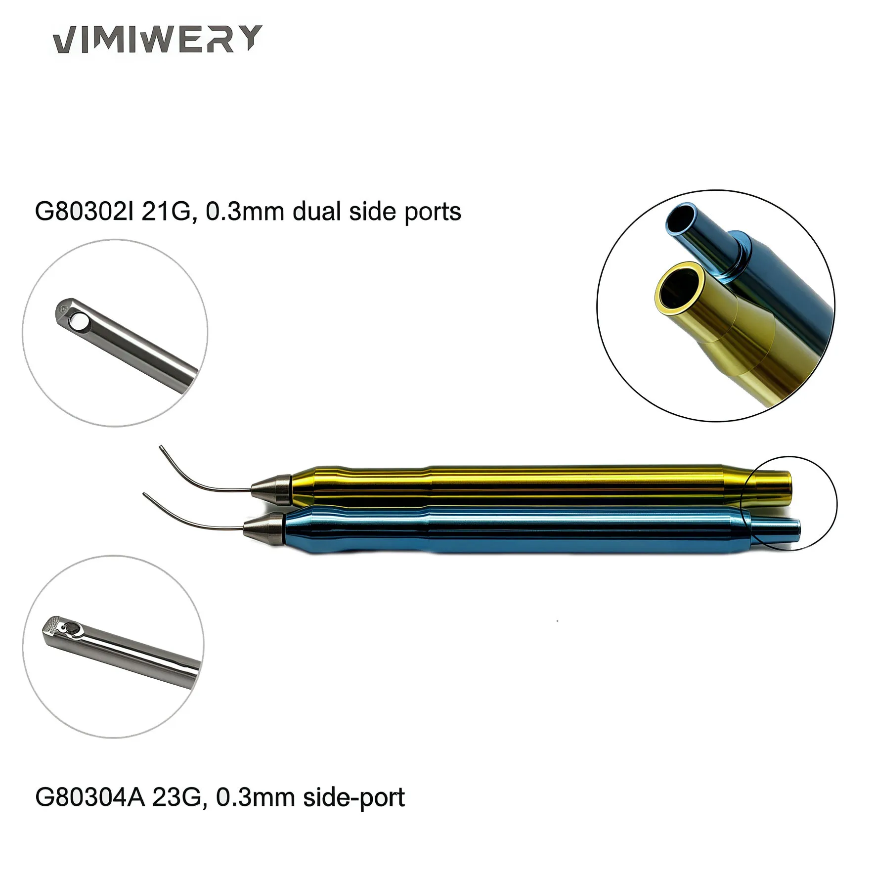 Bimanual Irrigation And Aspiration Handpiece Knurled Handle Side Ports or Dual Side Ports