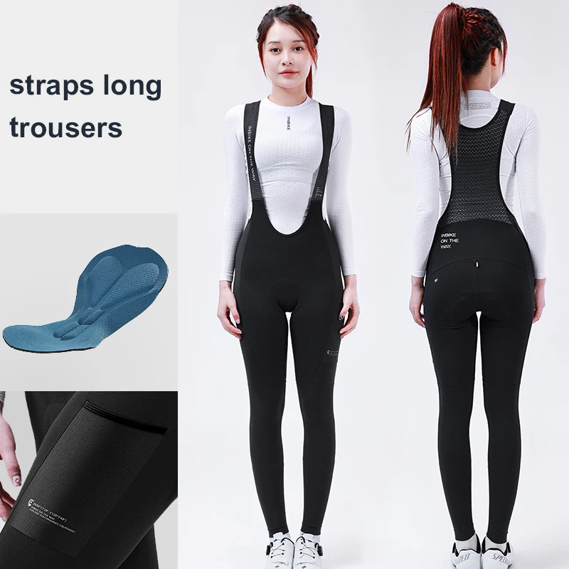 INBIKE Damen Professionelle Radträgerhose Winter Fleece Fahrradbekleidung Hose 3D-Polsterung Rennradhose für Damen