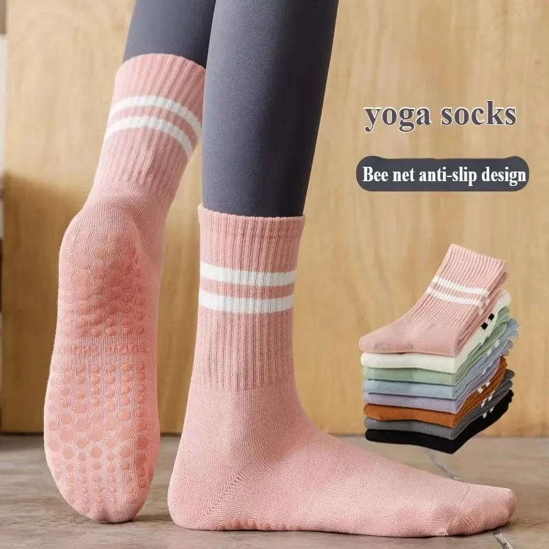 منتصف أنبوب الجوارب القطنية أسفل اليوغا رياضة الطابق لينة الرقص المهنية عدم الانزلاق سيليكون رياضة الطابق لينة الرقص بيلاتيس جوارب رياضية