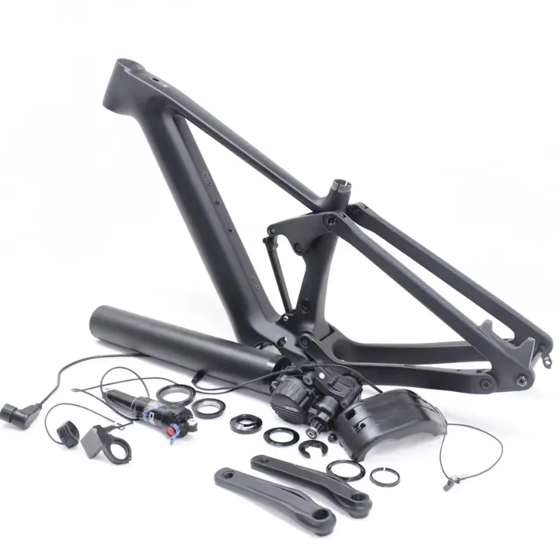 

Super Light Full Suspension Carbon Fiber Ebike Frame E-MTB 250W Bafang M820 Mid Motor 720WH Battery MTB Full Suspension Frame
