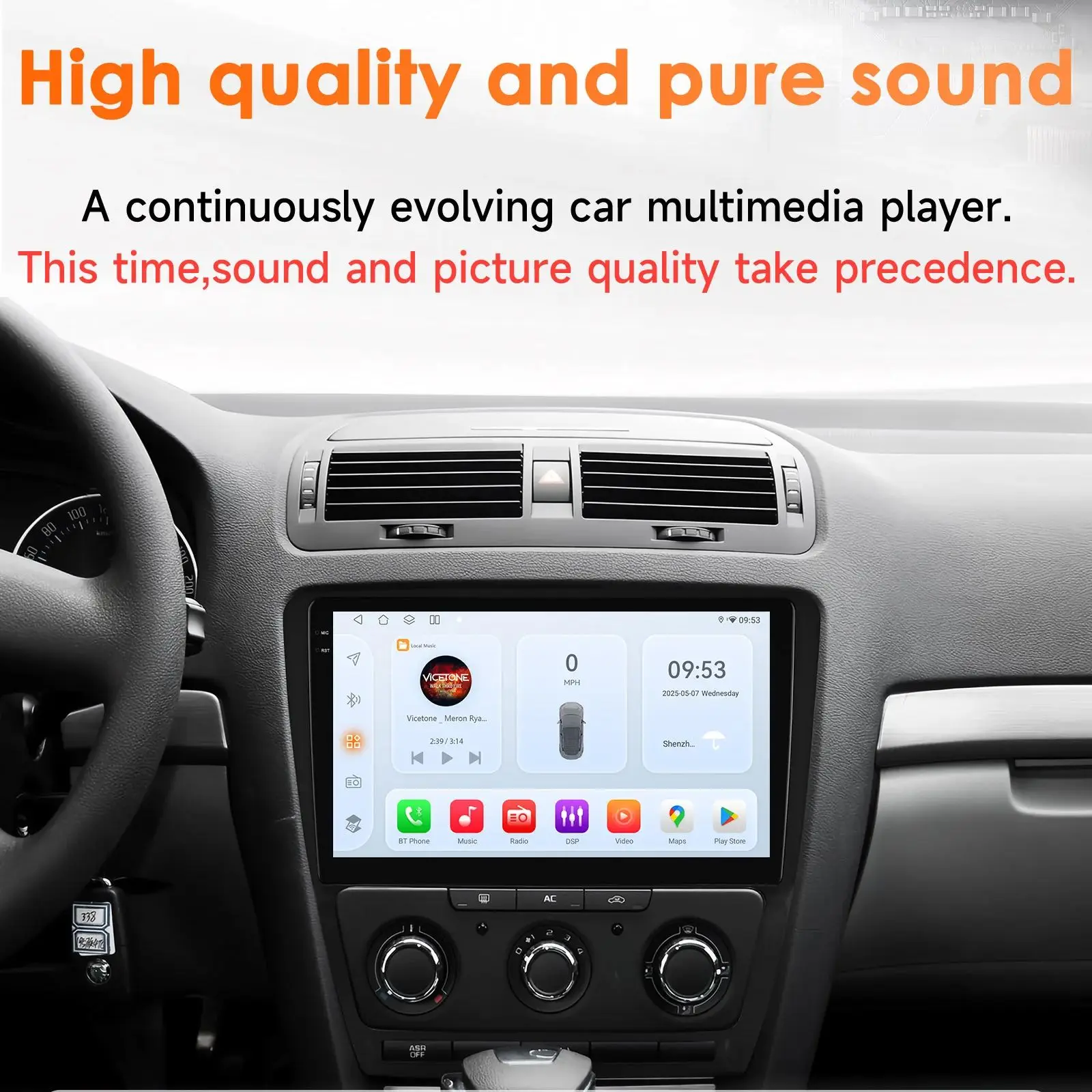 Hizpo 8Core Android14 Intelligentes Autoradio für SKODA Octavia 2 A5 2008–2013 CarPlay GPS DSP 4G BT5.4 von Qualcomm Snapdragon6115