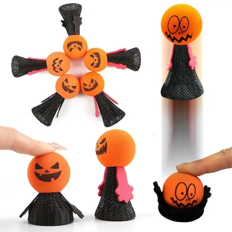 5/10Pcs Halloween Funny Finger Jumping Puppets Spring Dolls Safe Stress Relief Toys for Toddler Kids Gifts