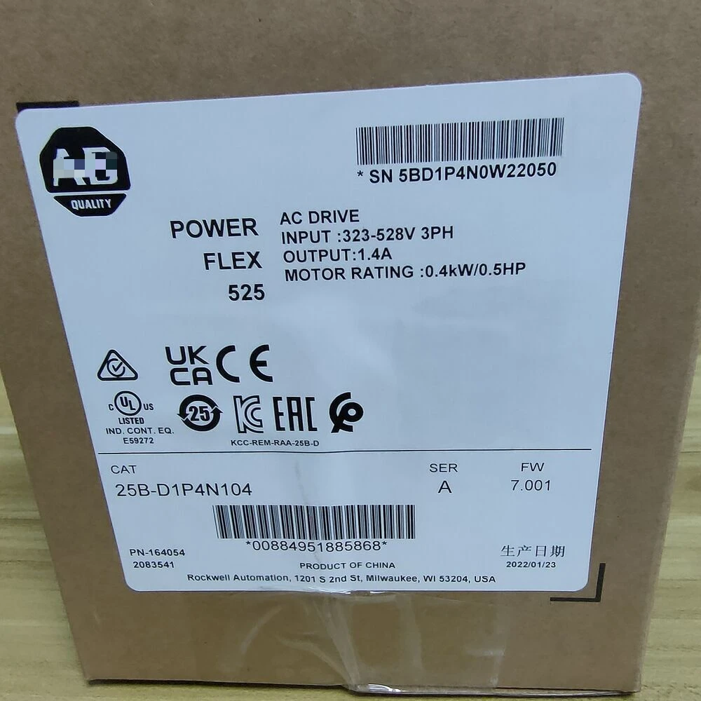 

25B-D1P4N104 Powerflex 525 AC Drive 0.5HP 0.4KW New Factory SEALED