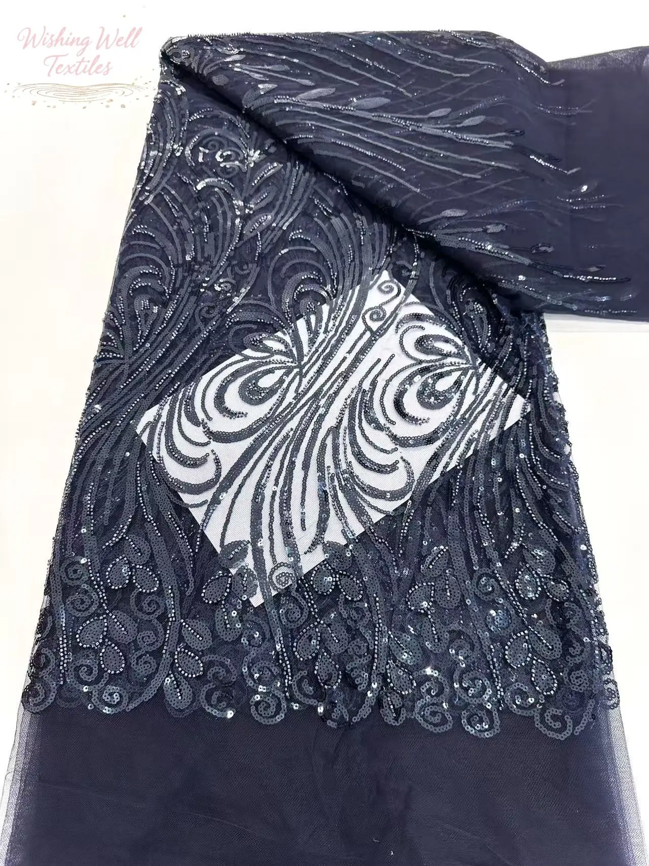 African handicraft beaded lace fabric, French luxury mesh fabric, Nigerian girl dress sewing fabric, high quality