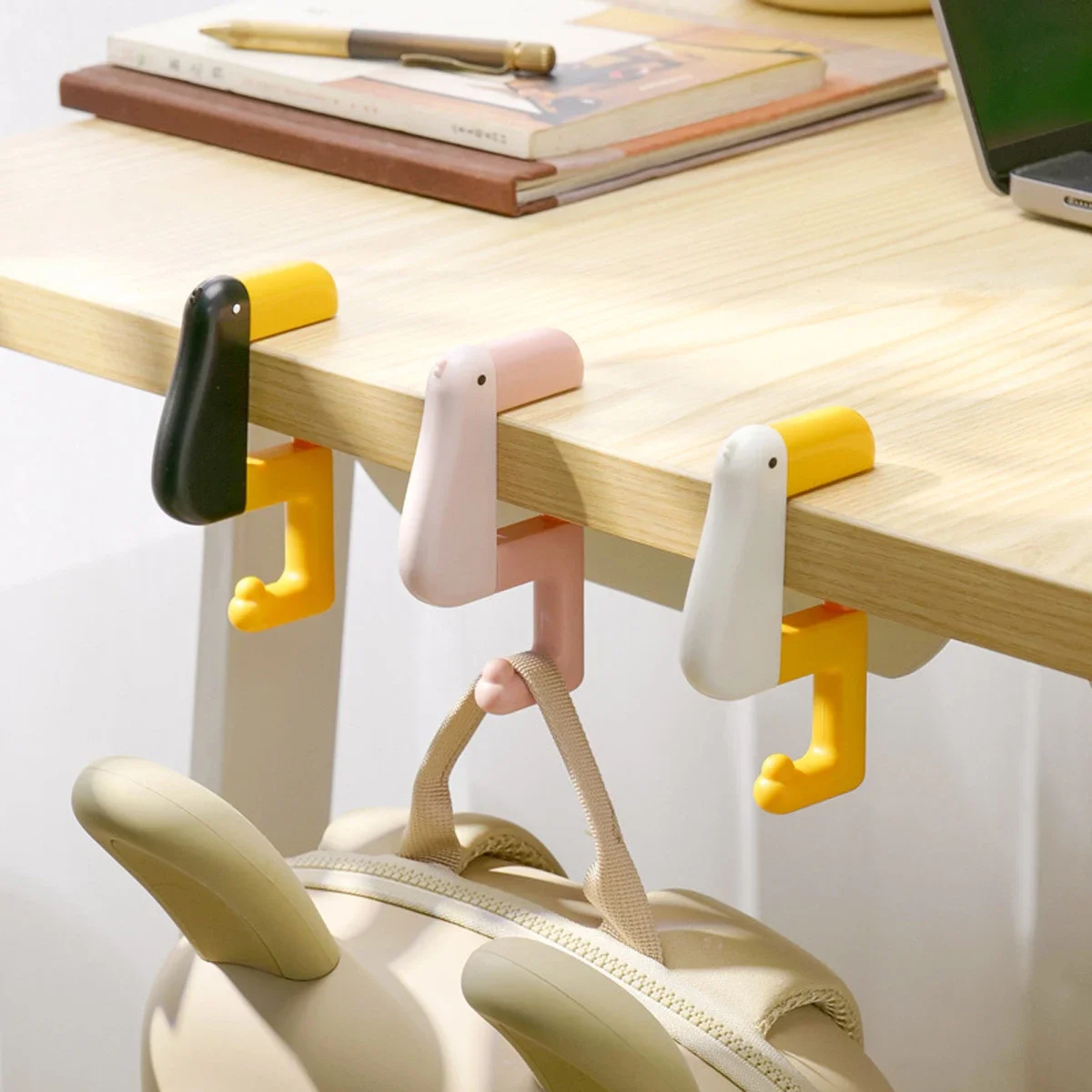 Creative Thinking Duck Hook, Portable Office Decor, Table Hanger for Wallet & Handbag, Wall Bracket Non-Slip, Fun Gift