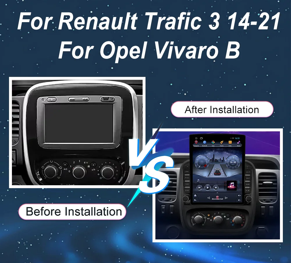 9.7” Android 15 Radio Stereo For Renault Trafic 3 14-21 For Opel Vivaro B Auto Multimedia Player GPS Navigation Head Unit WIFI
