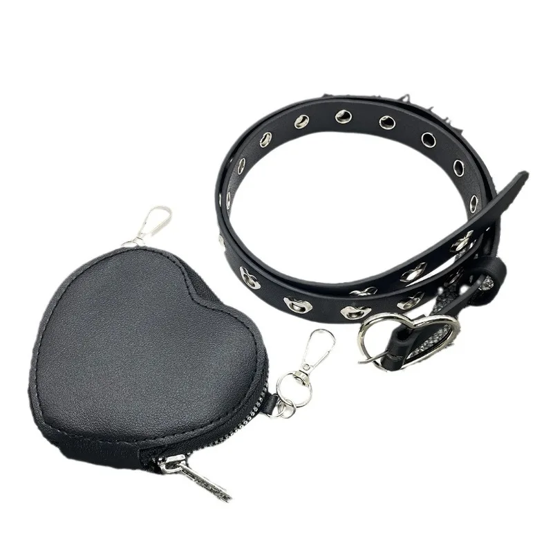 2025년 신상 Y2K 미니 체인 하트 벨트 허리 팩 - 조절 가능한 금속 버클, 여성용 고딕 허리띠