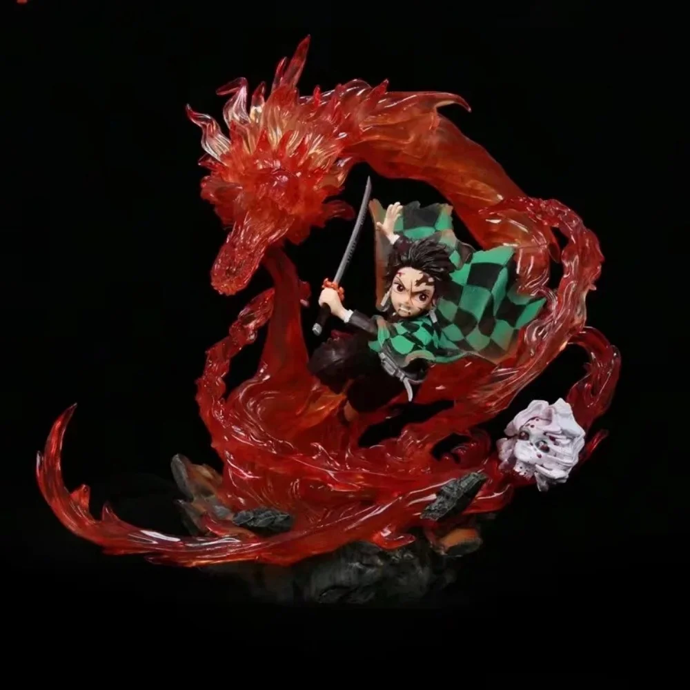 

Anime Demon Slayer:Kimetsu No Yaiba Kamado Tanjirou GK Fire Dragon PVC Action Figure Collectible Model Doll Toy 30CM