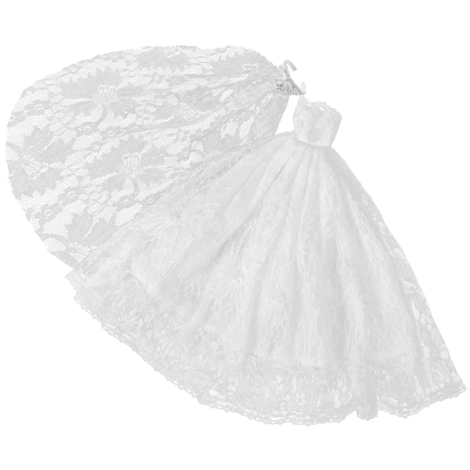 

1Set Compact Delicate Wedding Dress Outfit with Veil for Small Smooth Line Design Simple Elegant Reusable Dress Up Costume