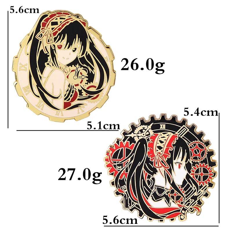 Figura de Anime DATE A LIVE Metals Tokisaki Kurumi, broche esmaltado, alfileres, insignias de Metal, botón de disfraz, accesorios de solapa, regalos para hombres y mujeres