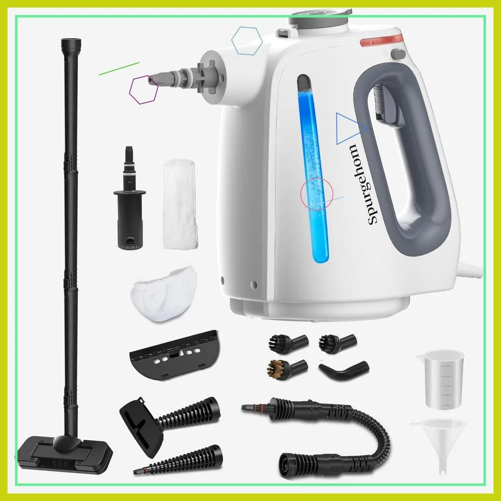 

1350W Handheld Steam Cleaner with 15-Piece Accessories & 550ml Tank – 3Bar Pressurized Steamer for Floors, Cars, Upholstery