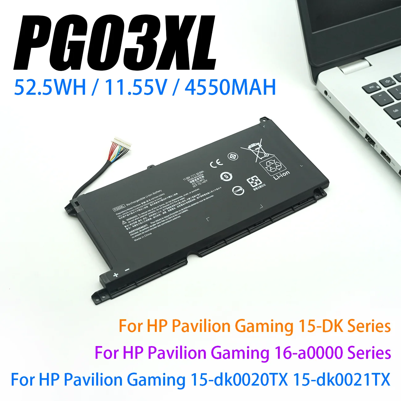 Batería PG03XL para HP Pavilion Gaming 15-dk0020TX 15-ec 15-ec0000 15-DK Dk0003nq OMEN 5X FPC52 HSTNN-DB9
